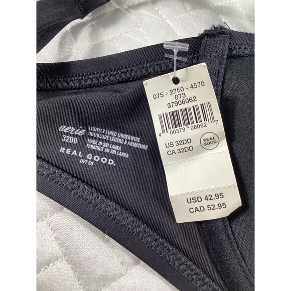 Aerie Lightly Lined Underwire Womens Paded Black Swim Bra 32DD Summer NWT - Picture 3 of 4